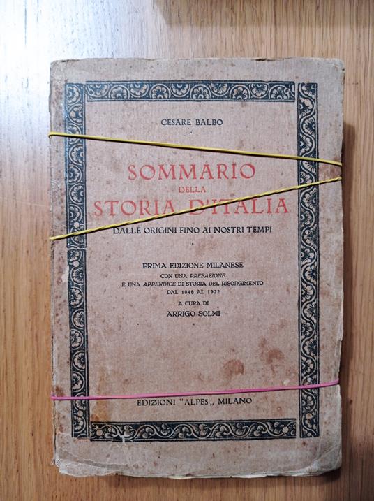 Sommario della Storia d' Italia - Cesare Balbo - copertina