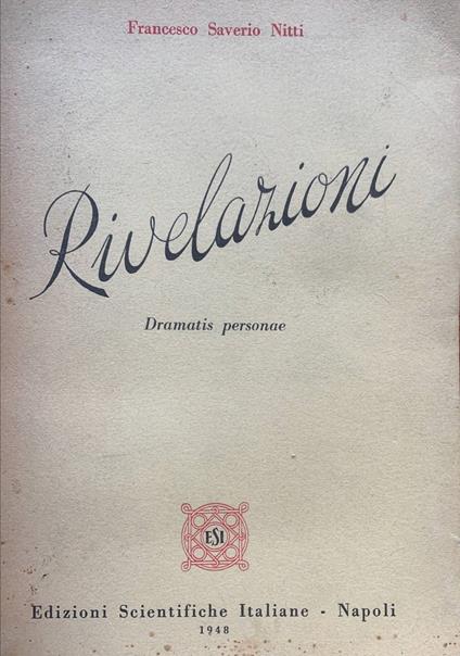 Rivelazioni. Dramatis personae - Francesco Saverio Nisio - copertina