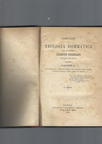 COMPENDIO DI TEOLOGIA DOMMATICA, parte I - Giuseppe Formisano - copertina