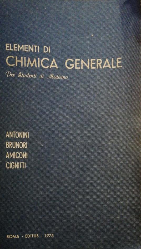 Elementi di chimica Generale, per studenti di Medicina - copertina