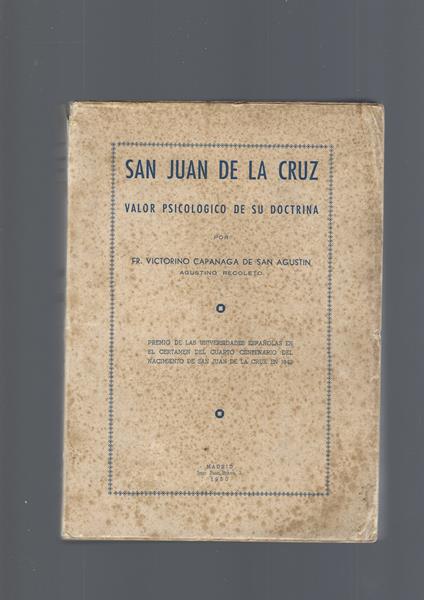 San Juan De La Cruz, Valor Psicologico De Su Doctrina - copertina