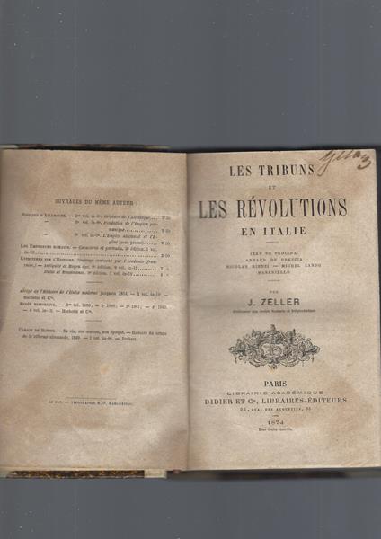 Tribuns Et Les Revolutions En Italie - J. Zeiller - copertina
