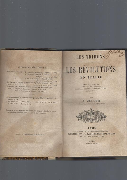 Tribuns Et Les Revolutions En Italie - J. Zeiller - copertina