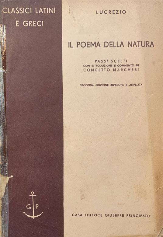 Il poema della natura - Tito Lucrezio Caro - copertina