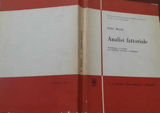 Analisi fattoriale - Fabio Metelli - copertina