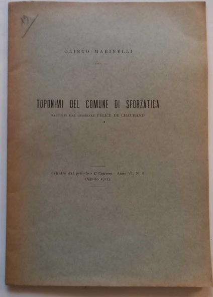 Toponimi del comune di Sforzatica (Estratto) - Olinto Marinelli - copertina