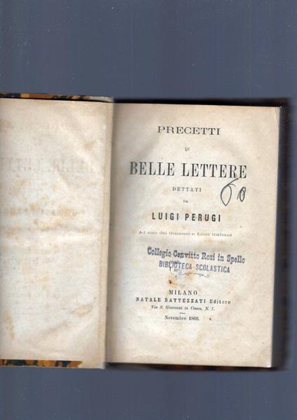 Precetti Di Belle Lettere - Luigi Perugini - copertina