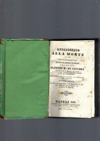 Apparecchio Alla Morte - Alfonso De Liquori - copertina