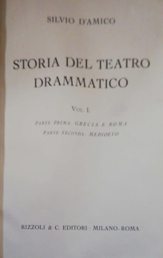Storia del teatro drammatico Vol. I, II,III,IV - Silvio D'Amico - copertina
