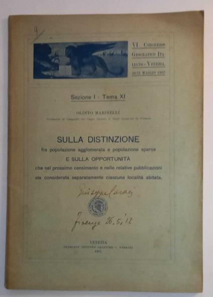 Distinzione popolazione agglomerata e popolazione sparsa - Olinto Marinelli - copertina