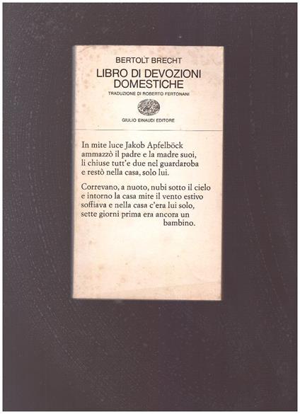 Libro Di Devozioni Domestiche - Bertolt Brecht - copertina