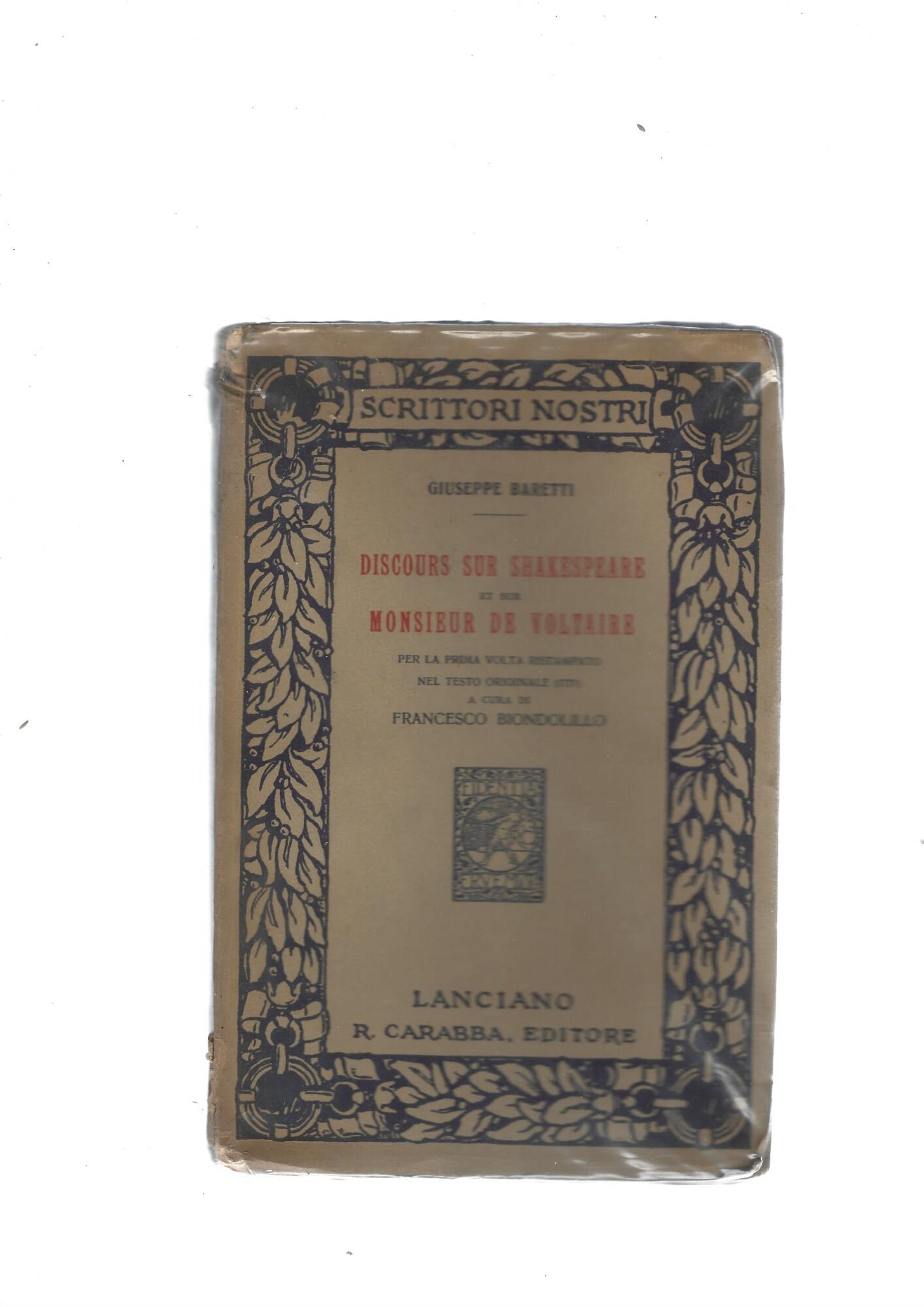 Discours Sur Shakespeare Et Sur Monsieur De Voltaire