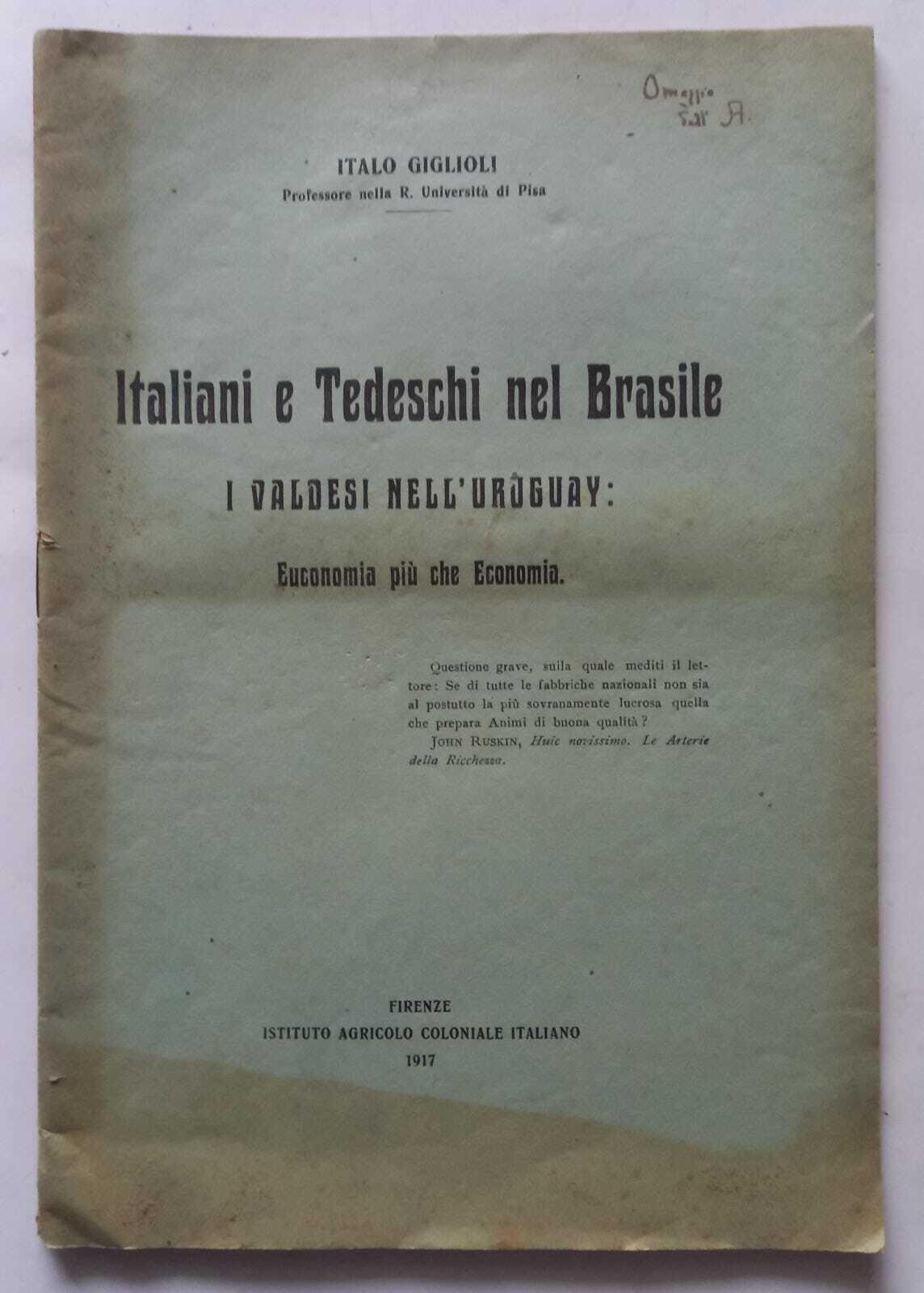 Italiani e tedeschi nel Brasile, i valdesi nell'Uruguay. (Estratto)