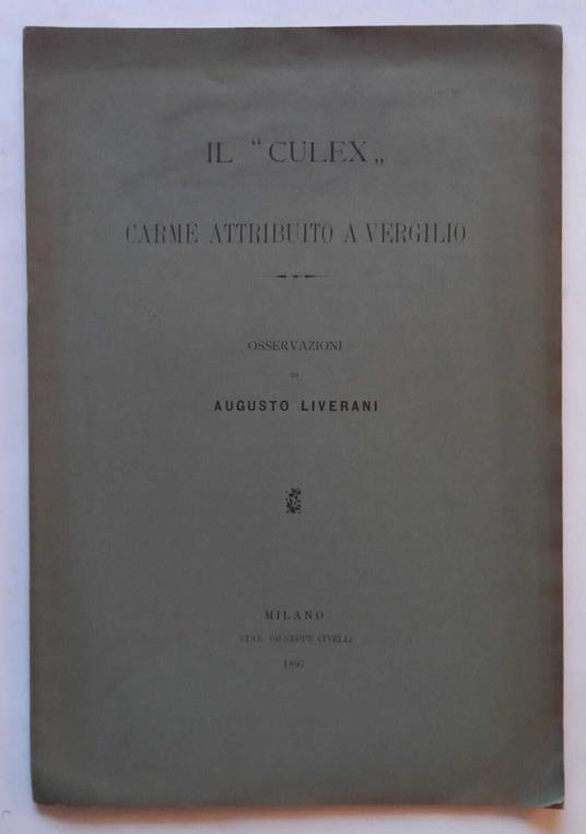 Il "Culex" carme attribuito a Vergilio - copertina