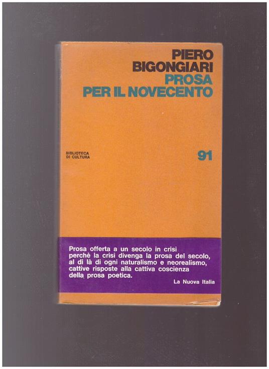 Prosa Per Il Novecento - Piero Bigongiari - copertina