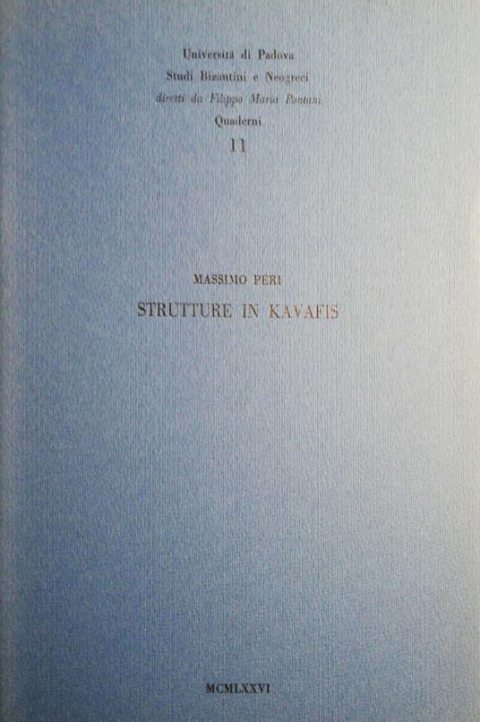 Strutture in Kavafis - Massimo Peri - copertina