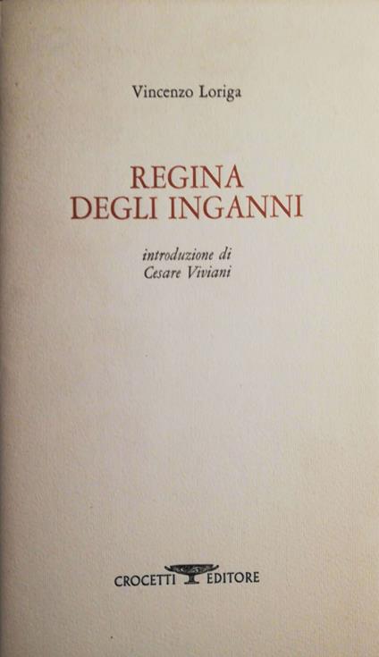 Regina degli inganni - Vincenzo Loriga - copertina