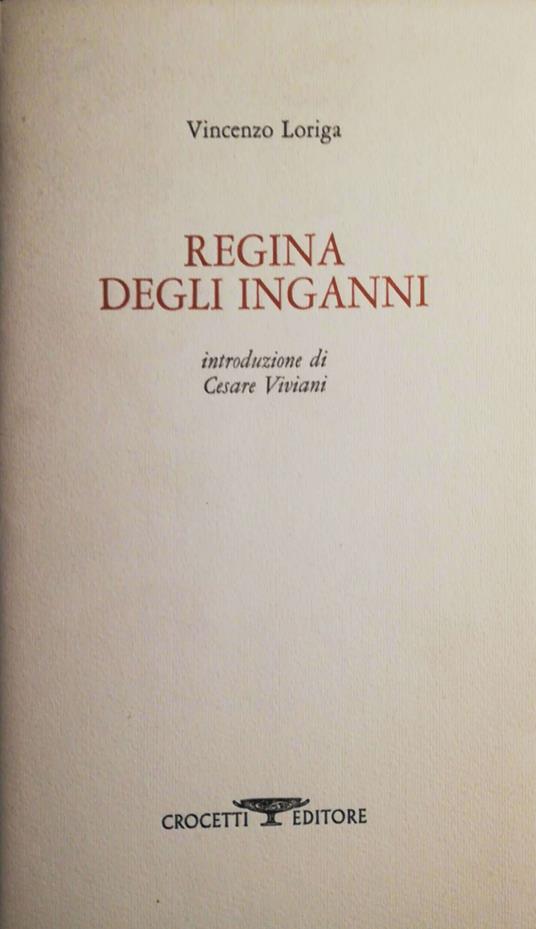 Regina degli inganni - Vincenzo Loriga - copertina