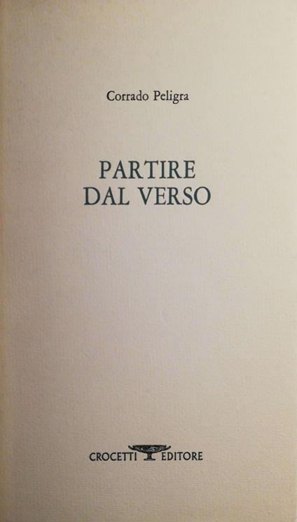 Partire dal verso - copertina