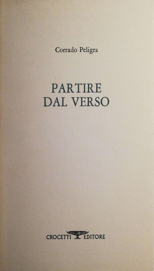 Partire dal verso - copertina