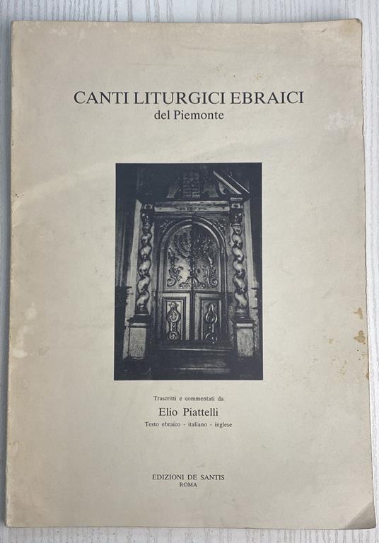 Canti liturgici Ebraici. Del piemonte - Elio Piattarelli - copertina