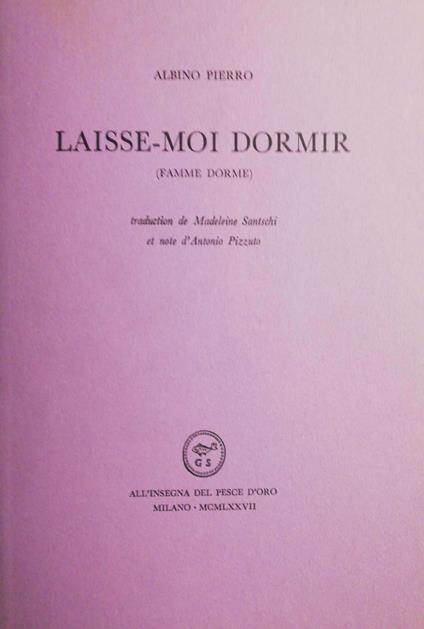 Laisse-moi dormir - Pierro Albino - copertina