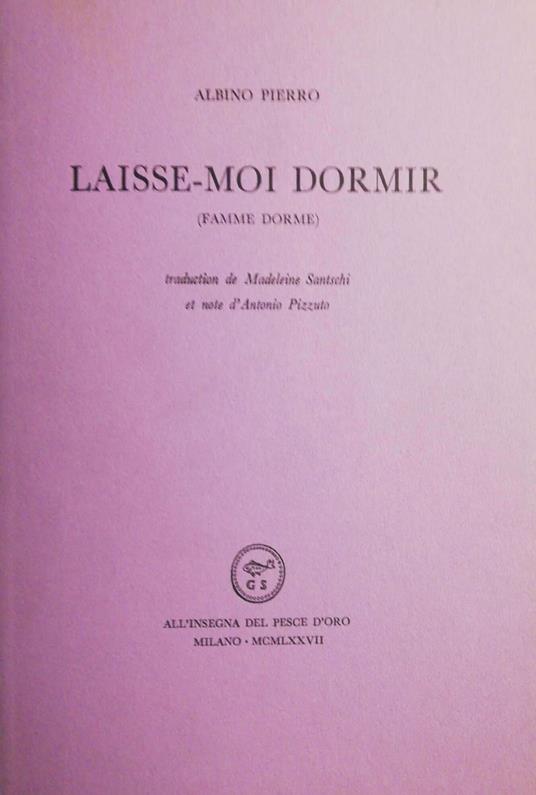 Laisse-moi dormir - Pierro Albino - copertina