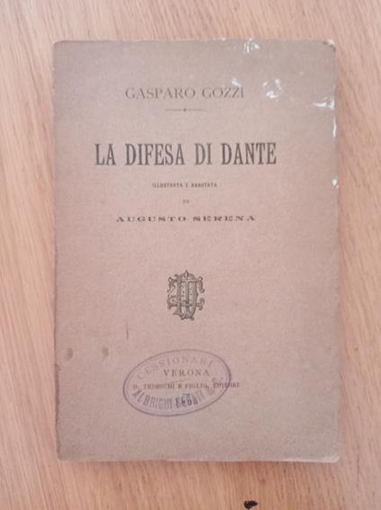 La difesa di Dante - Gasparo Gozzi - copertina