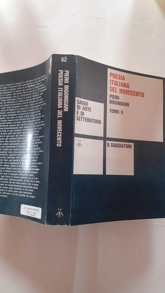 Poesia italiana del Novecento tomo II - Piero Bigongiari - copertina