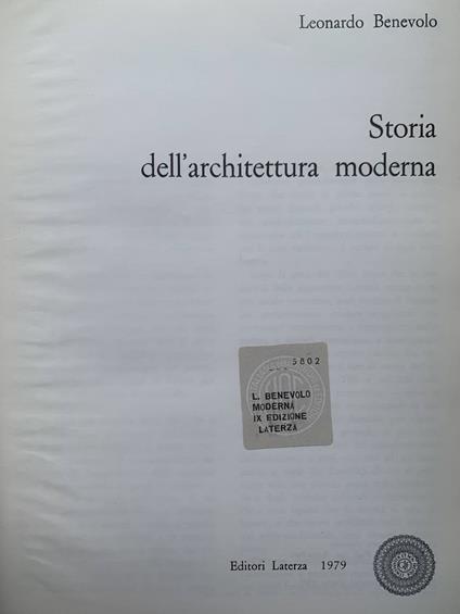 Storia dell'architettura moderna - Leonardo Benevolo - copertina