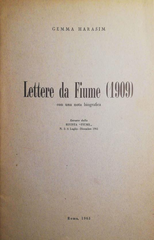Lettere da Fiume (1909) - copertina