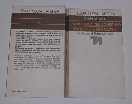 La fabbrica del consenso. Fascismo e mass media - Philip V. Cannistraro - copertina