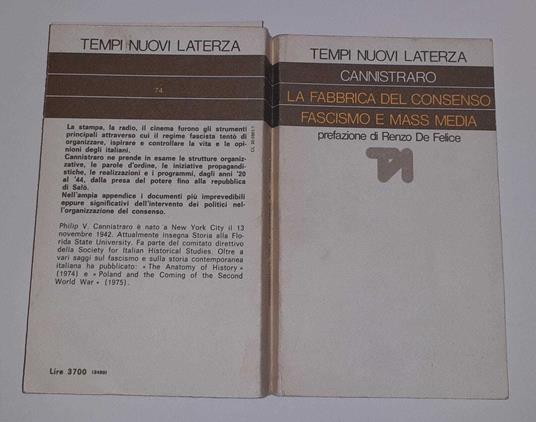 La fabbrica del consenso. Fascismo e mass media - Philip V. Cannistraro - copertina