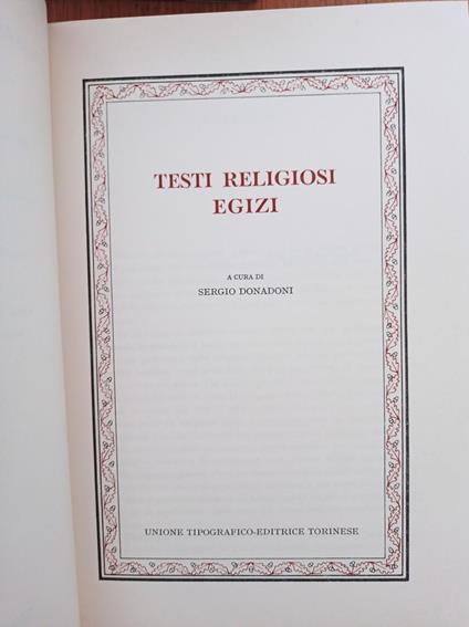 Testi religiosi egizi - Sergio Donadoni - copertina