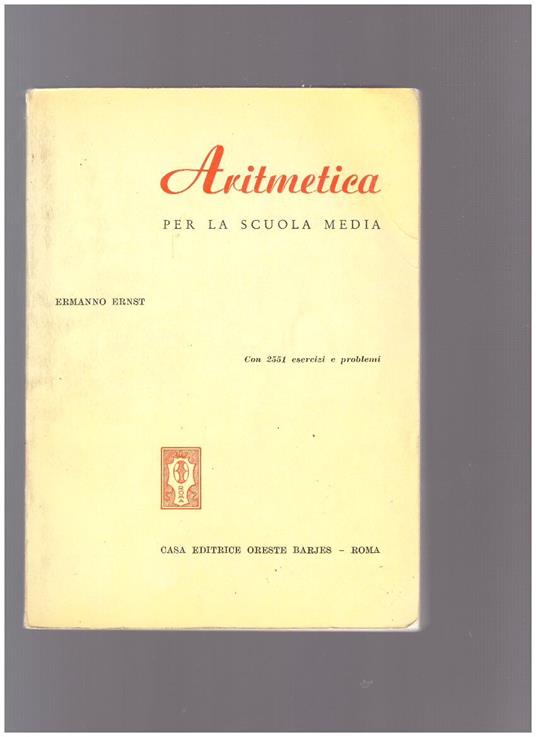 ARITMETICA per la scuola media - copertina