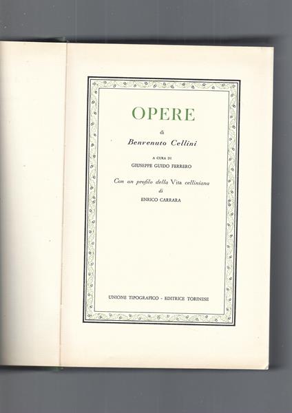 Opere - Benvenuto Cellini - copertina