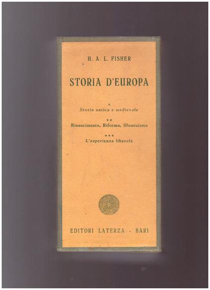 Storia D'Europa Vol I, Ii, Iii - Herbert A. Fisher - copertina