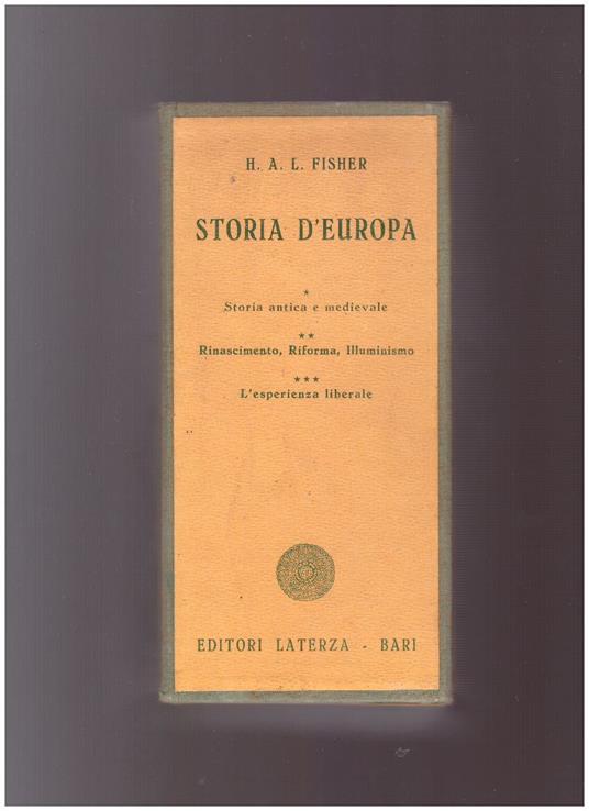 Storia D'Europa Vol I, Ii, Iii - Herbert A. Fisher - copertina