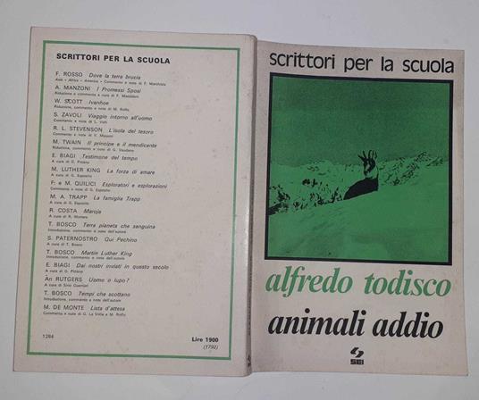 Animali addio - Alfredo Todisco - copertina