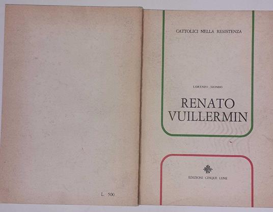 Renato Vuillermin - Lorenzo Mondo - copertina