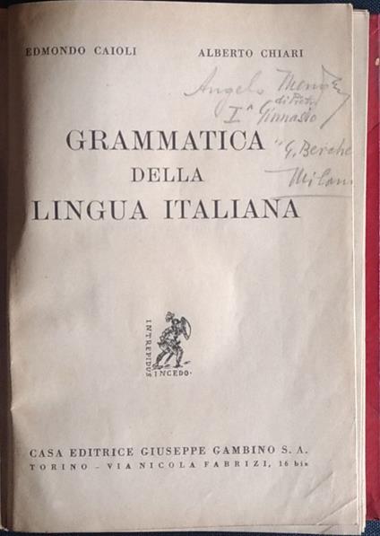 Grammatica della lingua italiana - copertina