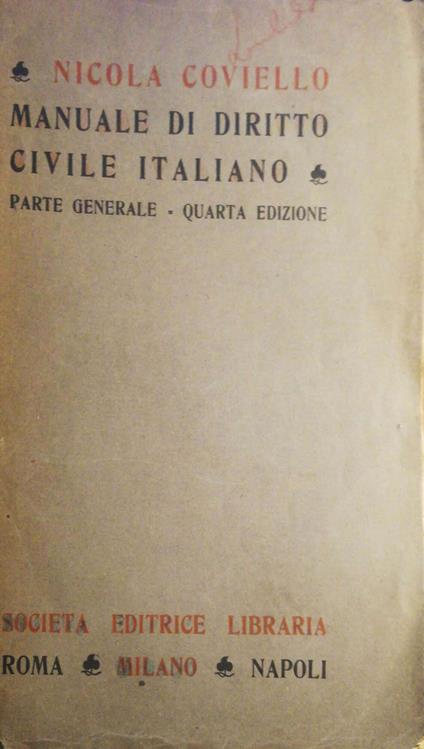 Manuale di diritto civile italiano - Nicola Coviello - copertina