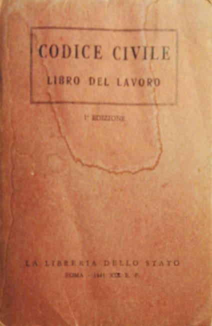 Codice civile, libro del lavoro - Anonimo - copertina