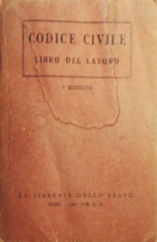 Codice civile, libro del lavoro - Anonimo - copertina
