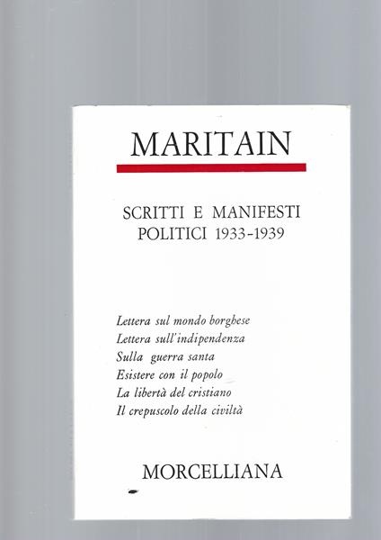 Scritti E Manifesti Politici - Jacques Maritain - copertina