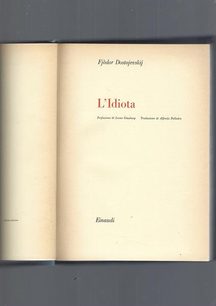 L' Idiota - Fëdor Dostoevskij - copertina