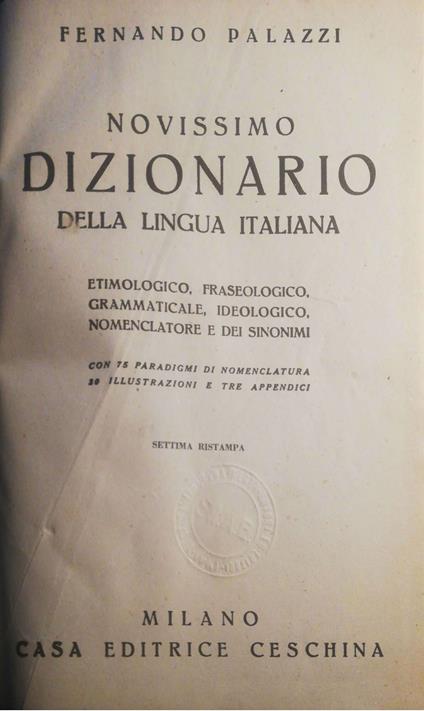 Novissimo dizionario della lingua italiana - Fernando Palazzi - copertina