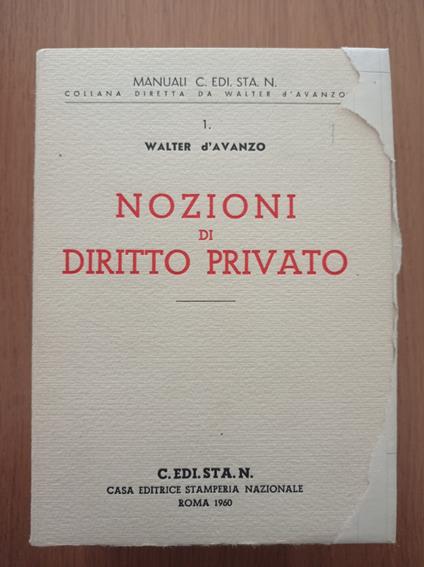 Nozioni di diritto privato - Walter D'Avanzo - copertina