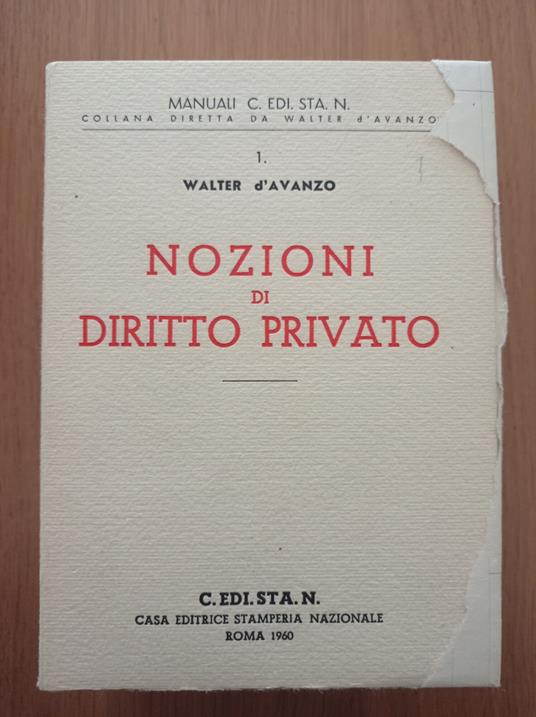 Nozioni di diritto privato - Walter D'Avanzo - copertina