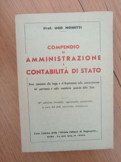 Compendio di amministrazione e contabilità di Stato - Ugo Monetti - copertina